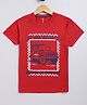 Parrot Crow Cotton Knit Half Sleeves It All Stars With A Dream Text & Car Printed Tee - Red