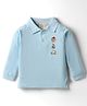 Ollypop Sinker Knit Full Sleeves Polo T-Shirt With Bear & Vehicle Print on Front & Back - Light Blue
