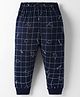Ollypop Sinker Knit Full Length Checkered Lounge Pant with Animal Print - Navy Blue