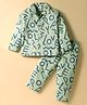 Ollypop Sinker Knit Full Sleeves Co-ords Night Suit with Abstract Print - Light Green