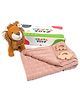 Nesta Toys Newborn Gift Set - Lion Plush Toy, Wooden Elephant & Car Teether