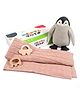 Nesta toys Newborn Gift Set - Penguin Plush Toy, Wooden Elephant & Car Teether