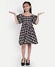 Tilism Cotton Knit Off Shoulder Checked Dress - Black