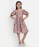 Tilism Cotton Knit Off Shoulder Floral Printed Dress - White