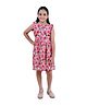 Tilism Cotton Knit Frill Sleeves Floral Printed Dress - Pink