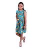 Tilism Cotton Knit Frill Sleeves Pumpkins Printed Dress - Green