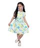 Tilism Cotton Knit Frill Sleeves Floral Printed Bow Applique Detailed Dress - Light Green