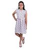 Tilism Cotton Knit Frill Sleeves Card Symbols Printed Dress - White & Black