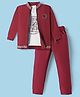 Rikidoos Full Sleeves R Alphabet Printed Jacket With Tee & Joggers Set - Maroon