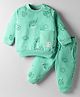 Zero Interlock Knit Full Sleeves Co-Ord Night Suit with Space Ship Print - Light Green