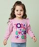 Babyhug 100% Cotton Knit Full Sleeves Top with Frill Text Print & Embroidery - Pink