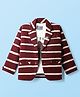 Dapper Dudes Full Sleeves Striped Blazer With Typography Printed Tee Set - Maroon