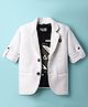 Dapper Dudes Full Sleeves Textured Blazer With Typography Printed Tee Set - Off White