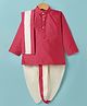 Dapper Dudes Full Sleeves Abstract Embroidered Kurta & Coordinating Dhoti With Angavastram Set - Tomato