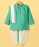 Dapper Dudes Full Sleeves Abstract Embroidered Kurta & Coordinating Dhoti With Angavastram Set - Rama Green