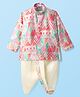Dapper Dudes Full Sleeves Abstract Printed Kurta & Coordinating Dhoti Set - Orange