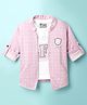 Dapper Dudes Full Sleeves Abstract Printed Jacket With Tee Set - Lavender