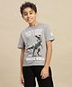 Kidsville Cotton Knit Jurassic World Featuring Half Sleeves Character Printed Tee - Grey