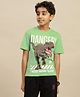 Kidsville Cotton Knit Jurassic World Featuring Half Sleeves Dinosaur Printed Tee - Green
