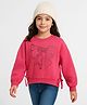 Arias 100% Cotton Knit Full Sleeves Fleece Sweatshirt With Rhinestones Bow Design & Side Tie Up - Pink