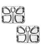 CutTales Pack Of 2 Stainless Steel Butterfly 4 Compartment Snack Dinner Plates For Kids | BPA Free, NonToxic And Dishwasher Safe Plate