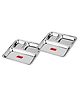 CutTales 2 Plate Stainless Steel Paw Bhaji 3 Compartment Plates Set For Kids | Ideal For Dinner, Snack , Other Home Foods | Non Toxic And Dishwasher Safe Plates