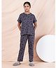 Taatoom Cotton Jersey Knit Half Sleeves Hearts & Stars Printed Coordinating Night Suit Set - Grey