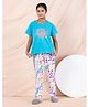 Taatoom Cotton Jersey Knit Half Sleeves I Am Becoming The Best Version Of Myself Text Printed Night Suit Set - Blue