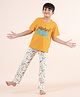 Taatoom Cotton Jersey Knit Half Sleeves Jungle Theme & Too Inspired Text Printed Night Suit Set - Mustard