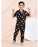 Taatoom Cotton Jersey Knit Half Sleeves Animals Printed Coordinating Night Suit Set - Black