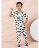 Taatoom Cotton RIB Knit Half Sleeves Dinosaurs Printed Coordinating Night Suit Set - Off White