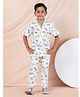 Taatoom Cotton  Knit Half Sleeves Animal Printed Coordinating Shirt & Pant Set-White