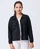 Taatoom  Cotton Scuba Knit  Full Sleeves Solid Jacket - Black