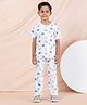 Taatoom Cotton Jersey Knit Half Sleeves Space Theme Printed Coordinating Night Suit Set - Off White