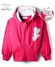 Arias 100% Cotton Fleece Knit Full Sleeves Hooded Sweatjacket With Foil Puffed Heart Patch - Dark Pink
