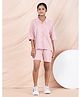 Taatoom Cotton Jersey Knit Half Drop Shoulder Sleeves Polka Dots Printed Shirt & Coordinating Shorts Set - Pink