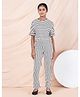 Taatoom Cotton Jersey Knit Half Sleeves Striped Top & Coordinating Pant Set - White