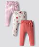 Bonfino 100% Cotton Knit Full Length Diaper Leggings with Stripes & Fruits Print Pack of 3 - White Pink & White