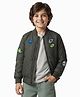 Pine Kids Woven Full Sleeves Bomber Jacket with Patch Detailing - Olive Green