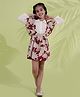 AJ Dezines Cotton Woven Three Fourth Sleeves Solid Shirt Style Top & Floral Printed Skirt Set - Maroon