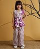 AJ Dezines Cotton Woven Sleeveless Polka Dots Printed Peplum Top & Coordinating Pant Set - Purple