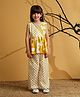 AJ Dezines Cotton Woven Sleeveless Polka Dots Printed Peplum Top & Coordinating Pant Set - Mustard