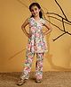 AJ Dezines Cotton Woven Sleeveless Floral Printed Peplum Top & Coordinating Pant Set - Pink