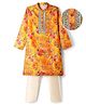 EARTHY TOUCH Woven Full Sleeves Floral Printed Kurta & Pyjama Set - Mustard