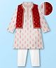 EARTHY TOUCH Viscose Woven Full Sleeves Kurta Pajama & Jacket Set With Floral Print - Off White