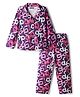 Pine Kids Cotton Knit Full Sleeves Co-Ord Night Suit With Bow Print - Purple