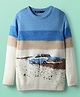 Pine Kids Knit Full Sleeves Pullover Sweater with Color Block & Car Design - Multicolor