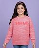 Pine Kids Knit Full Sleeves Pullover Sweater with Smile Embroidery - Pink