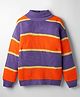 Pine Kids Knit Full Drop Shoulder Sleeves Turtle Neck Pullover Sweater with Color Block Design - Purple & Orange