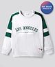 Primo Gino 100% Cotton French Terry Knit Drop Shoulder Full Sleeves Oversized Colour Block Sweatshirt With Los Angeles Embroidery - Light Grey & Green